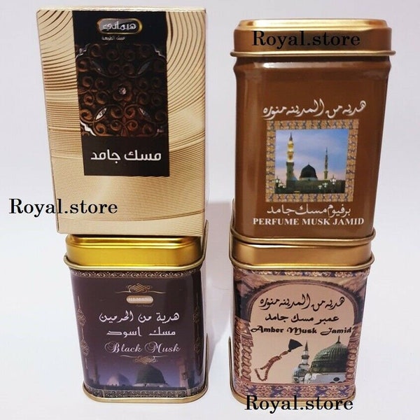 4 Pcs Hemani musk jamid Solid Perfume & Amber Black musk Halal Fragrance Arabic مسك جامد