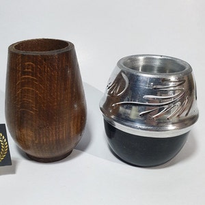 2 Cup Mate Gourd 60ml wooden & StainlessSteel cup Herbs Herbal yerba Tea wooden wood كاستين متة handmade