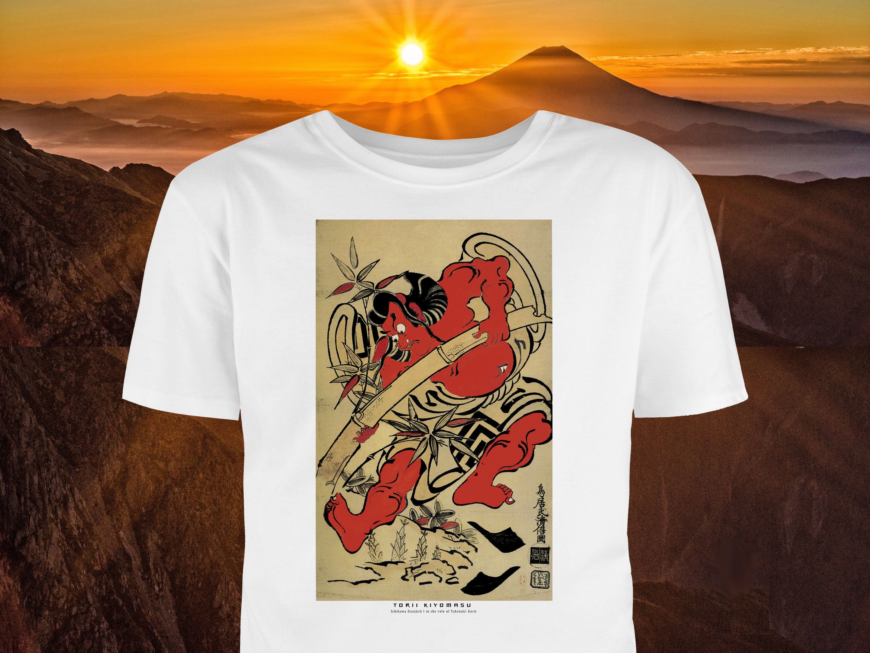 Japanese Ukiyo-e T Shirt Woodblock Art Actor Otani Oniji as 