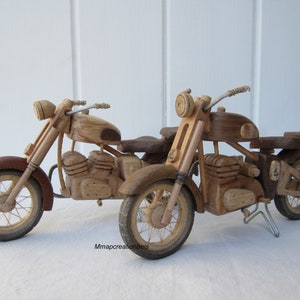 Single-cylinder wooden motorcycle. image 5