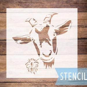 Farmhouse stencil, goat stencil, reusable stencil, stencil for painting, goat flower stencil, goat face stencil, farm animal