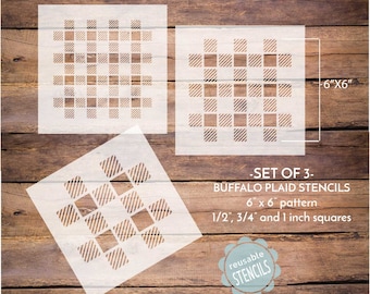 Delux Arts Buffalo Check/Plaid Stencil - Reusable, Washable Polyester, 5" X 8", Made In Canada