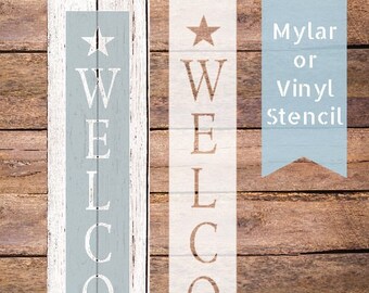 14 Pcs Vertical Welcome Reusable Stencils for Front Door Porch Painting on Wood Art DIY Projects Seasonal Welcome Stencils