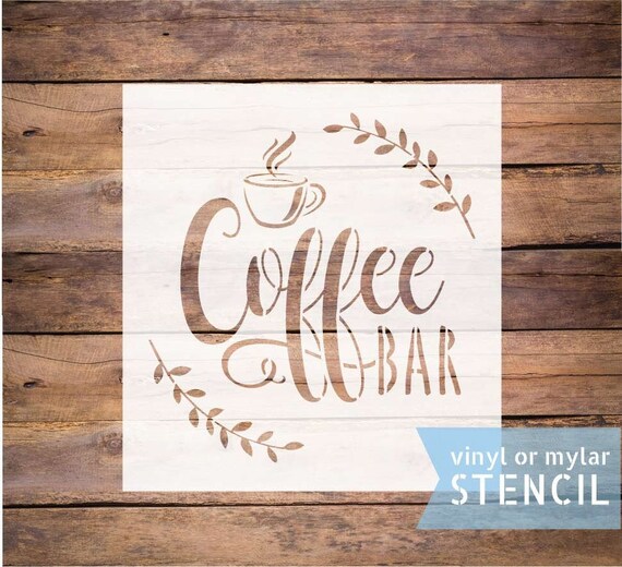 Coffee bar stencil coffee stencil reusable stencil mylar | Etsy