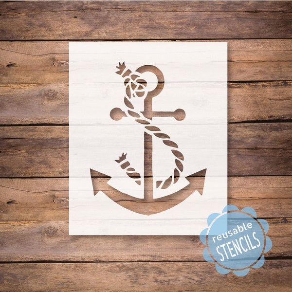 boat anchor stencil, lake theme stencils, reusable mylar stencils for sign makers, beach stencil, ocean stencil for craft projects