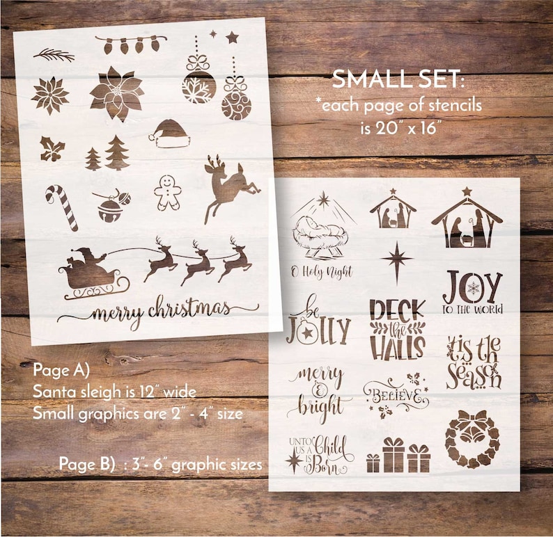 Christmas Stencil Bundle Holiday Stencil Pack Reusable Etsy