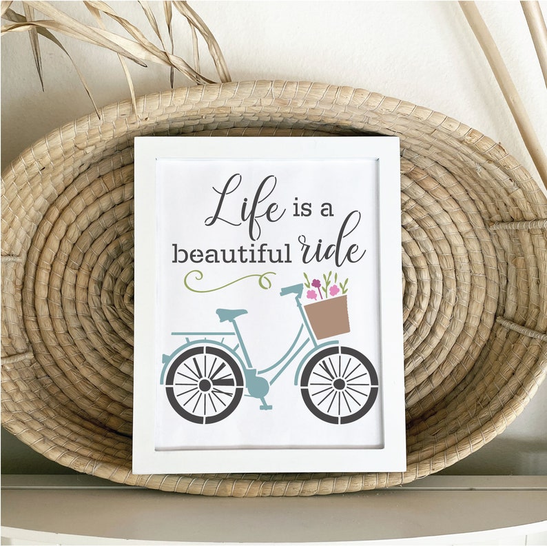Bicycle Stencil Life is a Beautiful Ride Stencil Flower Etsy