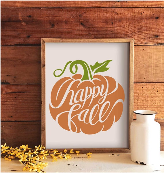 Happy Fall Stencil Fall Pumpkin Stencil Fall Stencil Autumn | Etsy