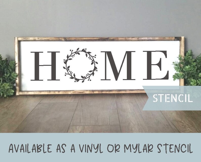 Farmhouse home stencil home with wreath stencil stencils for | Etsy