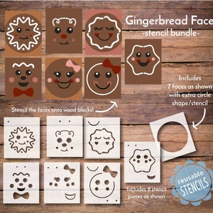 Gingerbread Faces / 7 Face Stencil Pack