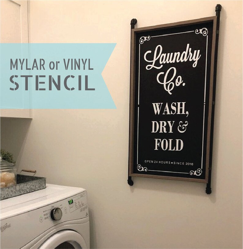 Laundry Co stencil Farmhouse laundry stencil vintage Etsy