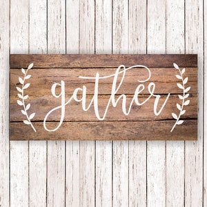 Farmhouse stencil, gather stencil, mylar reusable stencil, Gather with branches, gather sign, farmhouse gather stencil, gather wreath sign image 3