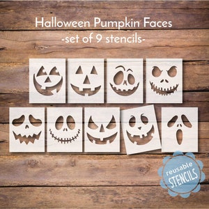 Halloween Pumpkin Faces / 9pc Stencil Pack