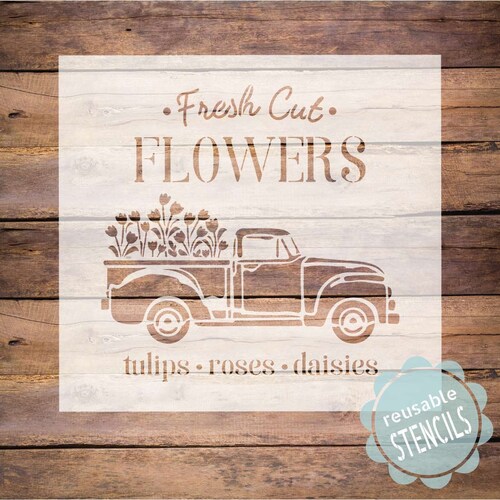 Flowers STENCIL for Painting Wood Signs Fresh Cut Garden Decor Etsy