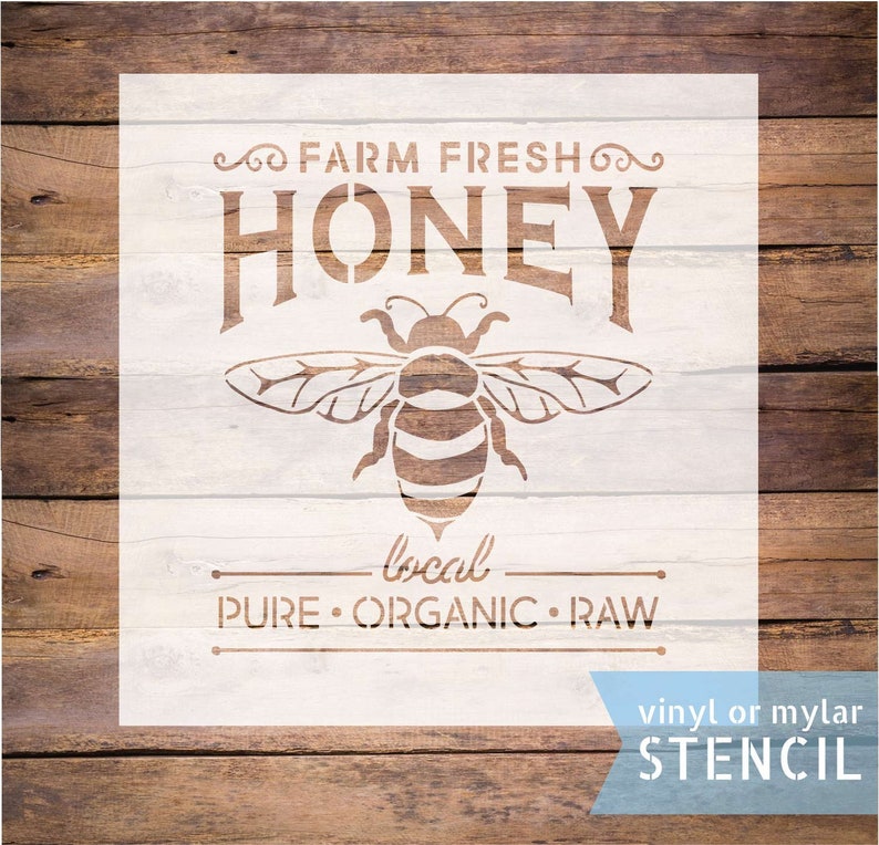 honey bee stencil farm fresh honey stencil reusable stencil image 0
