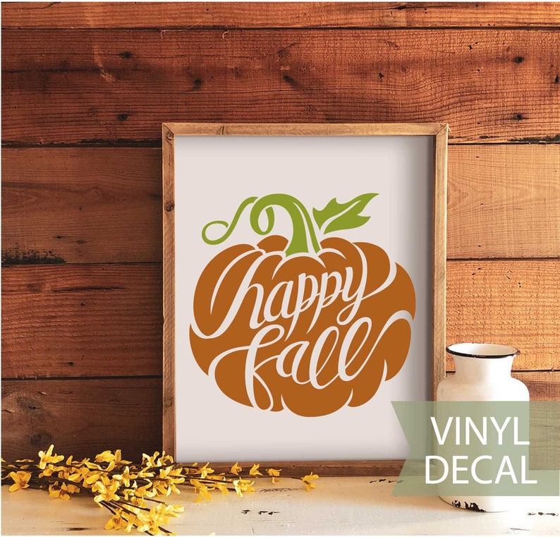 Happy fall decal fall vinyl decal pumpkin decal Etsy