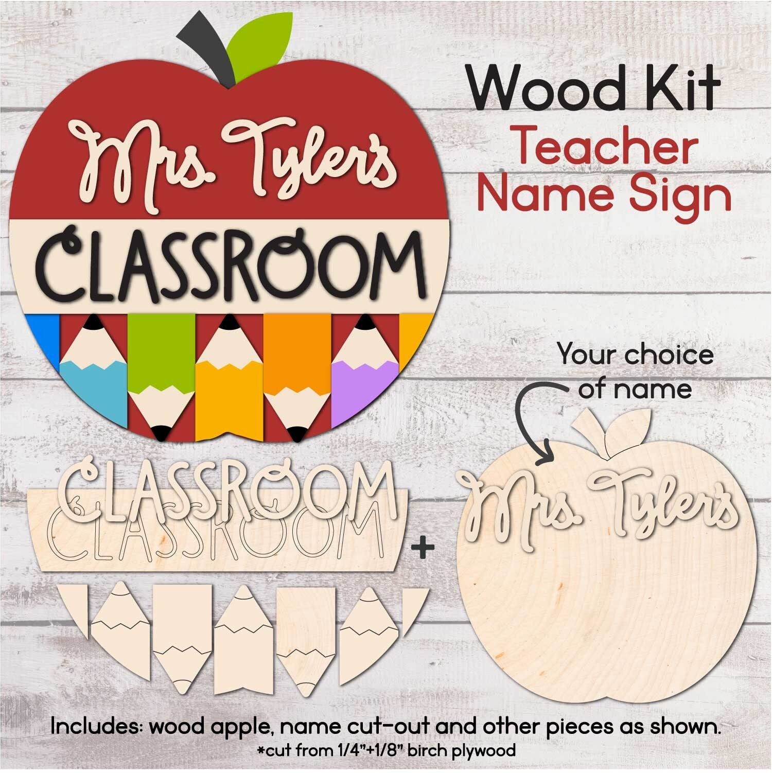 DIY WOOD KIT  / Apple Sign Classroom Door Hanger Kit / Wood Blank / Teacher appreciation Gift