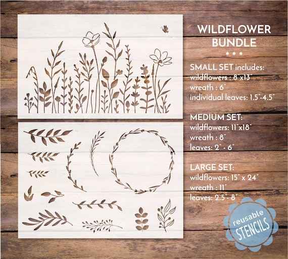 Wildflower Stencil Bundle Floral Stencils Vine Stencil - Etsy