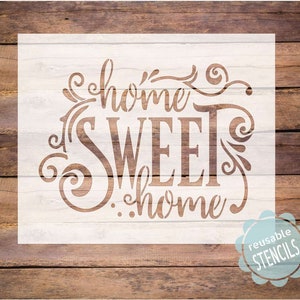 home stencil, home sweet home stencil, Mylar reusable stencil, home sweet stencil, home sweet home fancy stencil, DIY home stencil image 1