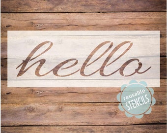 hello stencil, hello sign stencil, Farmhouse stencil, mylar reusable stencil, summer stencil, porch sign stencil