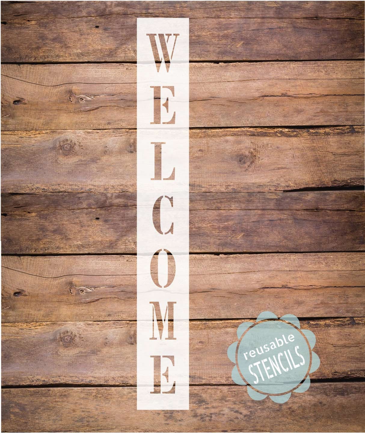Vertical welcome stencil/ reusable stencil/7mil Mylar/ Welcome  stencil/farmhouse stencil/ plastic stencil/wall stencil/diy wood sign