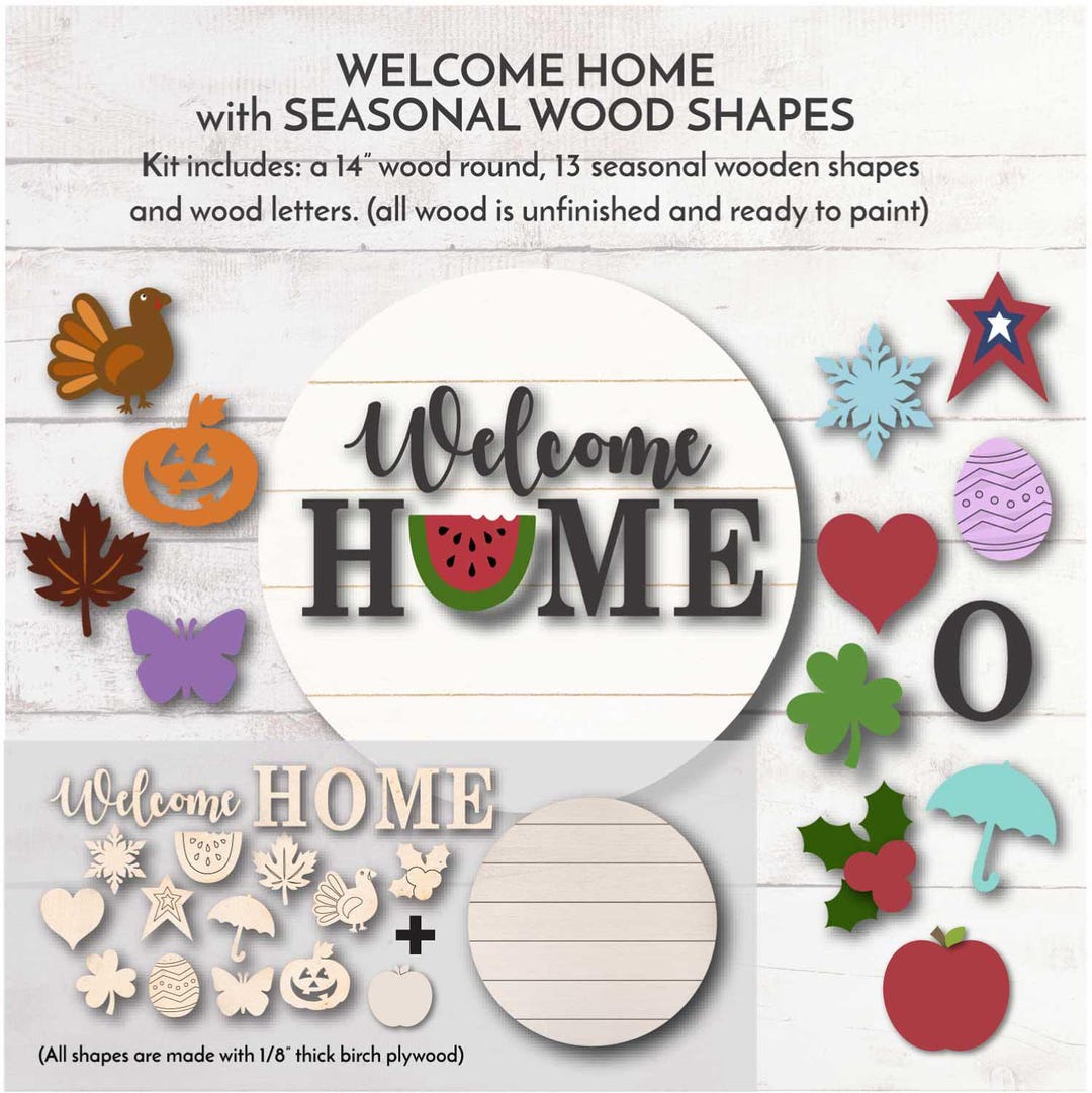 DIY WOOD KIT With Changeable Seasonal Shapes / Door Hanger Kit / Craft ...