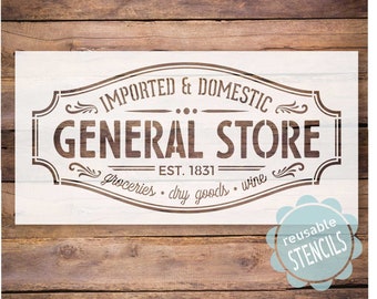 Vintage General Store Reusable Stencil