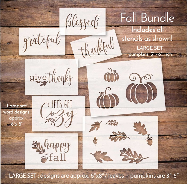 Fall Stencil Bundle Fall Stencil Pack Mylar Reusable Etsy