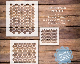 honeycomb stencil, reusable stencil, mylar stencil, honeybee, pattern stencil, honeycomb pattern, stencil for painting, plastic stencil