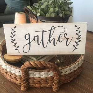 Farmhouse stencil, gather stencil, mylar reusable stencil, Gather with branches, gather sign, farmhouse gather stencil, gather wreath sign image 2