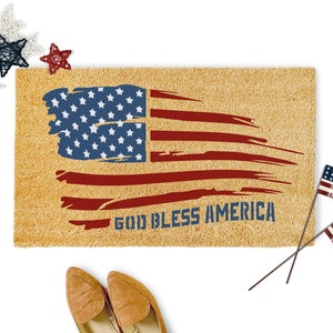 god bless america stencil, reusable stencil, DIY door mat stencil,  coco door mat stencil, mylar stencil, american flag stencil, patriotic