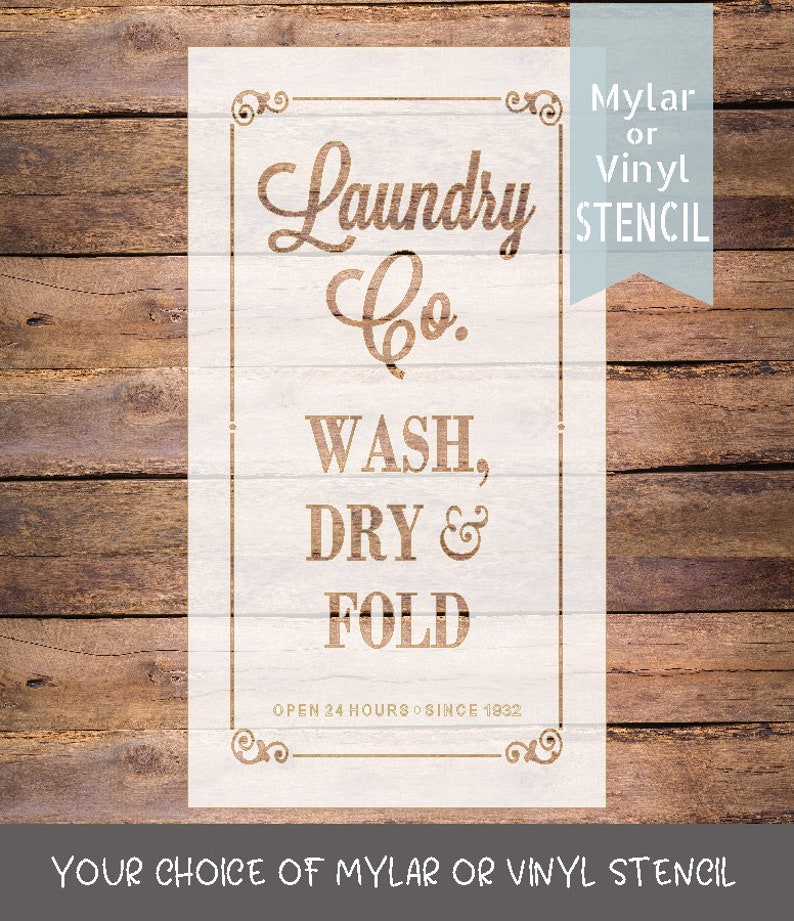 Laundry Co stencil Farmhouse laundry stencil vintage Etsy