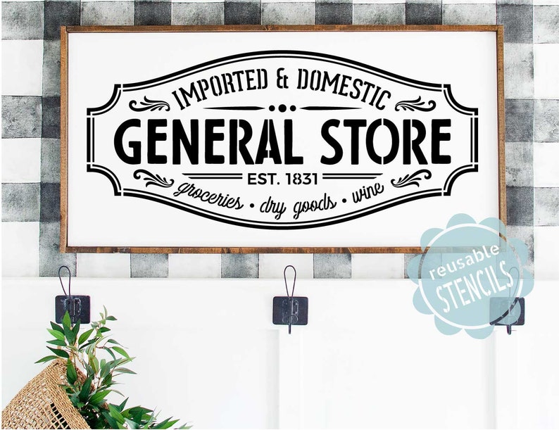 Vintage General Store Reusable Stencil 