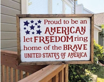 american flag stencil, proud to be an american stencil, independence day, reusable stencil, home of the brave stencil, let freedom ring