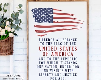 american flag stencil, pledge of allegiance, independence day stencil, reusable stencil, patriotic stencil, july 4th stencil, america