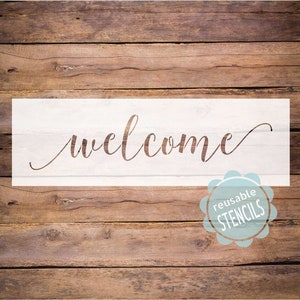 Farmhouse welcome stencil, welcome stencil, mylar reusable stencil, farmhouse stencil, welcome sign stencil, stencil for painting