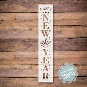 happy new year stencil, reusable stencil for painting, porch stencil, porch leaner stencil for crafters, winter mylar stencil