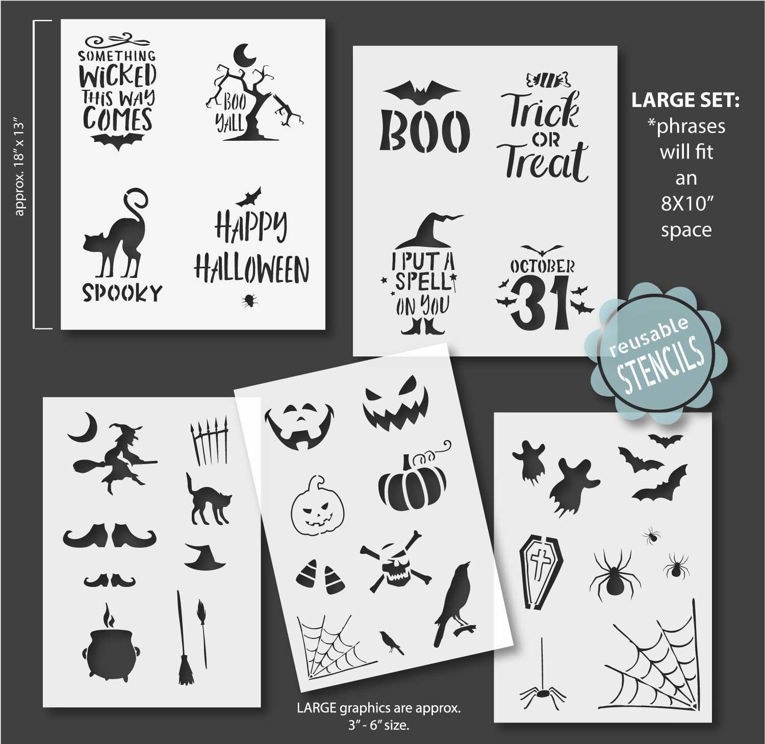 Halloween Stencil Bundle Halloween Stencil Pack Halloween | Etsy