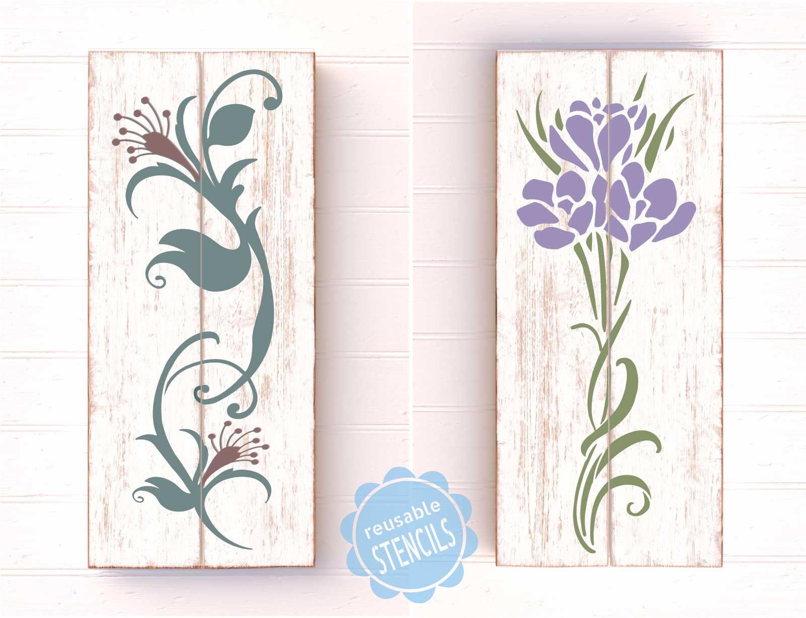 Flower Stencil Painting Wall Furniture Vintage Reusable Template Crafts  FL95