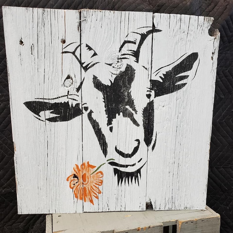 farmhouse stencil goat stencil reusable stencil vinyl etsy