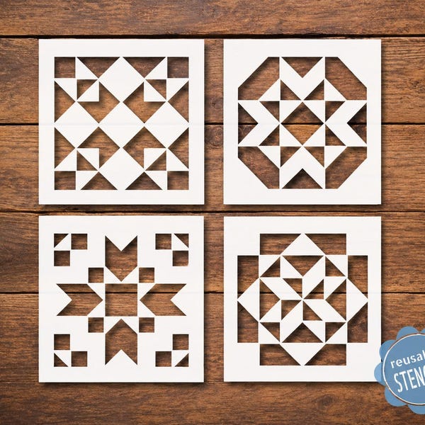 Quilt block stencils for crafting / Reusable quilt pattern stencils for painting / barn quilt stencil / quilt pattern reusable mylar stencil