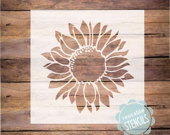 Sunflower stencil, flower stencil, Farmhouse stencil, mylar reusable stencil, summer stencil, porch sign stencil, giant sunflower stencil