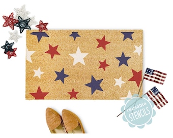 star pattern reusable stencil for painting a door mat / seeing stars patriotic stencil for diy projects / 10mil mylar stencil for crafts