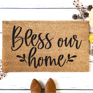 bless our home stencil, reusable stencil, DIY door mat stencil,  coco door mat stencil, mylar stencil, bless this home stencil, welcome mat