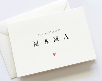 Personaliseerbare Muttertags-Karte mit Wunschtext en handgestempeltem Herz – Individuelles Dankeschön für Mama