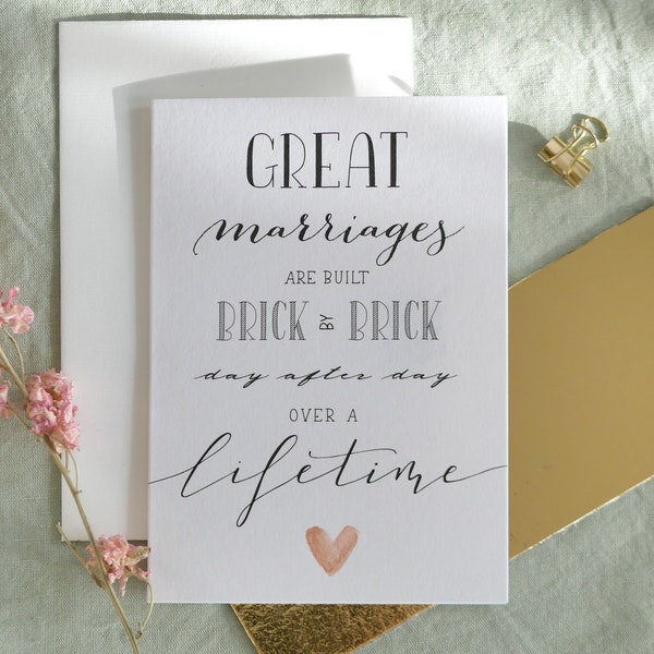 Hochwertige Glückwunschkarte zur Hochzeit oder zum Hochzeitstag mit inspirierendem Zitat