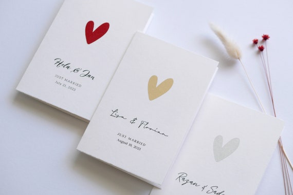 Just Married - Personalisierte Karte zur Hochzeit - Veredelt mit Herz und individuellem Text