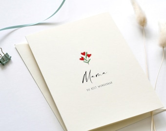 Personalisierte Muttertags-Karte mit Wunschtext und Blumen-Bouquet – Individuelles Dankeschön für Mama
