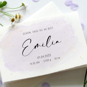 Personalisierte Babykarte / Glückwunschkarte zur Geburt / Individuell gestaltete Karte