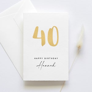 Personalisierte Geburtstagskarte mit Zahl und Name Happy Birthday Karte, Herzlichen Glückwunsch, Alles Liebe, Gold, Silber, Rot Gold